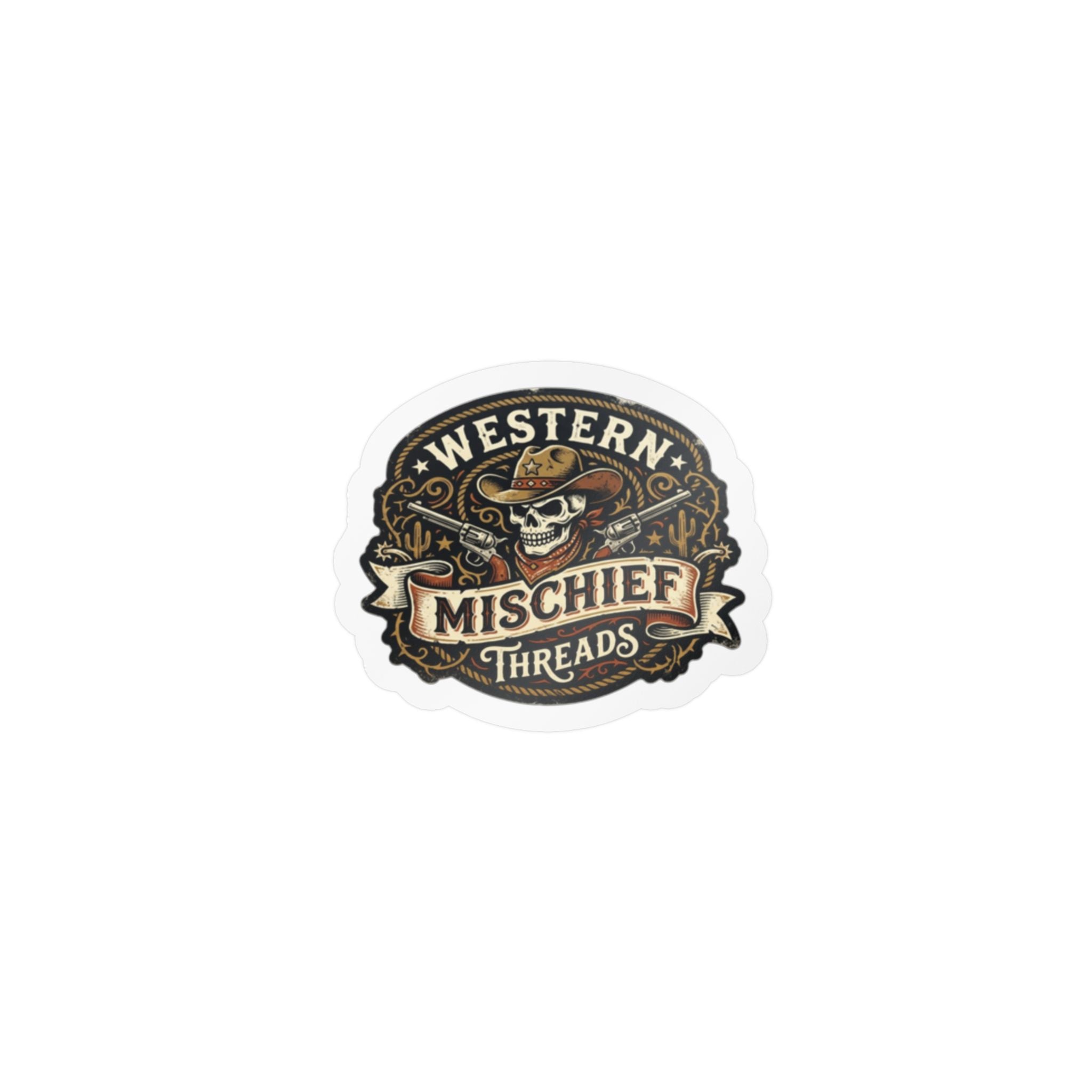 Mischief Threads Western Skull Sticker — Kiss-Cut Vinyl Decal
