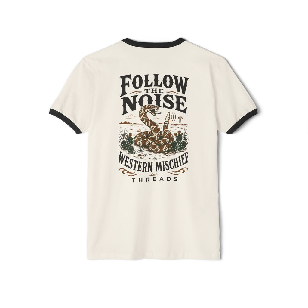 Follow the Noise Dimond Back-Ringer Sleeve Tee
