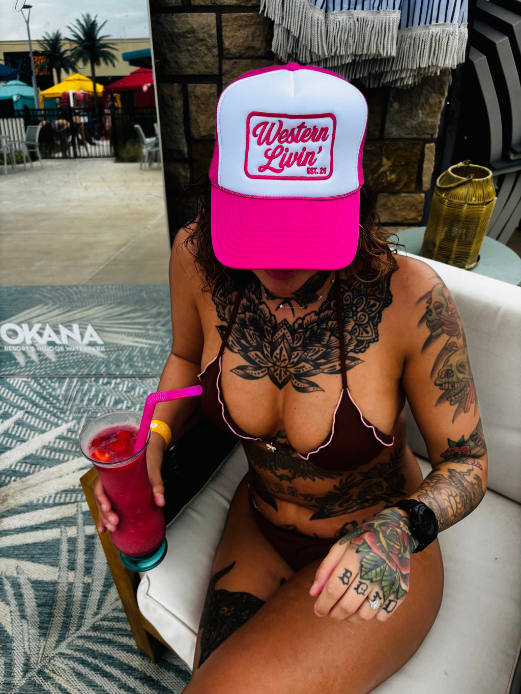 Western Livin' Flamingo Pink Foam Trucker Hat