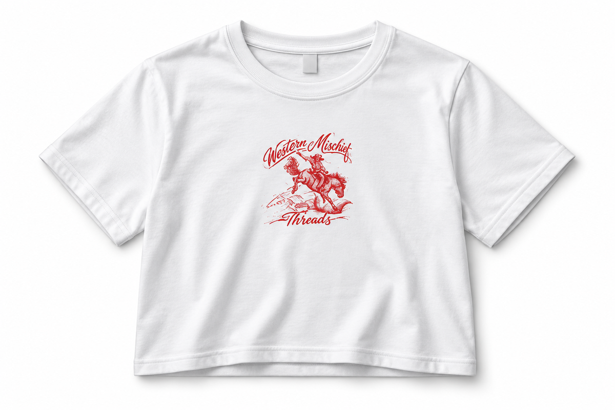Bronc Bustin Crop Boxy Tee