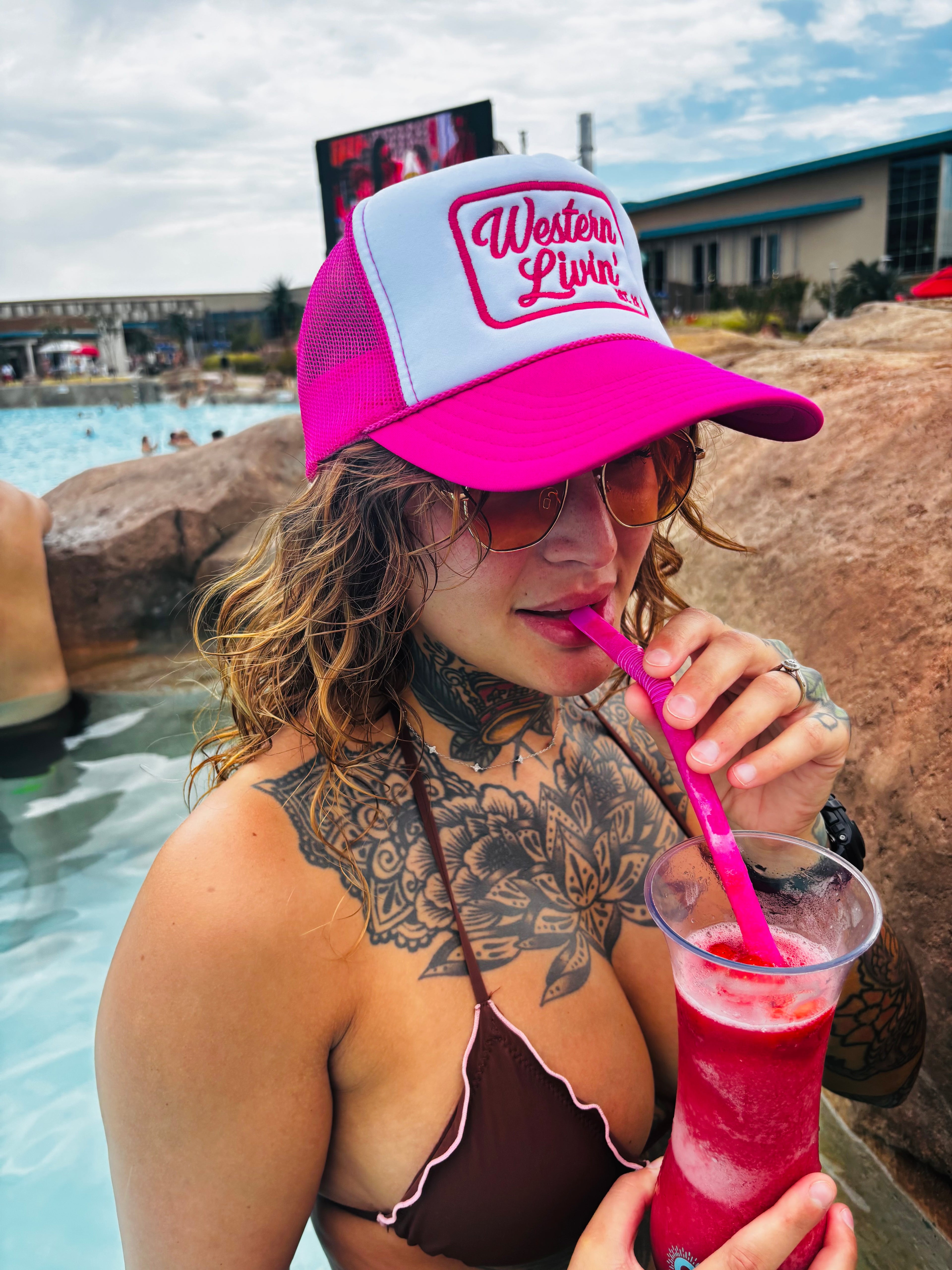 Western Livin' Flamingo Pink Foam Trucker Hat
