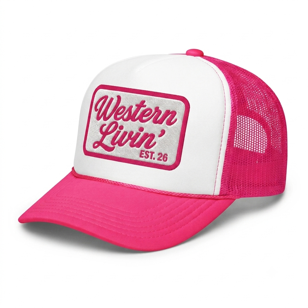 Western Livin' Flamingo Pink Foam Trucker Hat