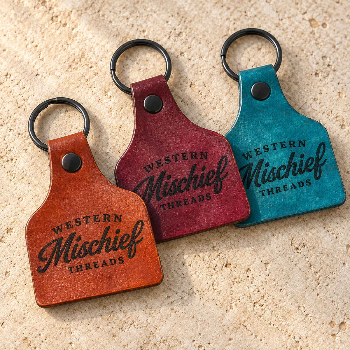 Western Mischief Threads
Handmade Leather Ear Tag
Keychain